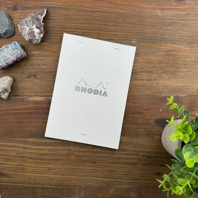 Rhodia Staplebound Notepad - Lined w/ margin 80 sheets - 6 x 8 1/4 - White cover