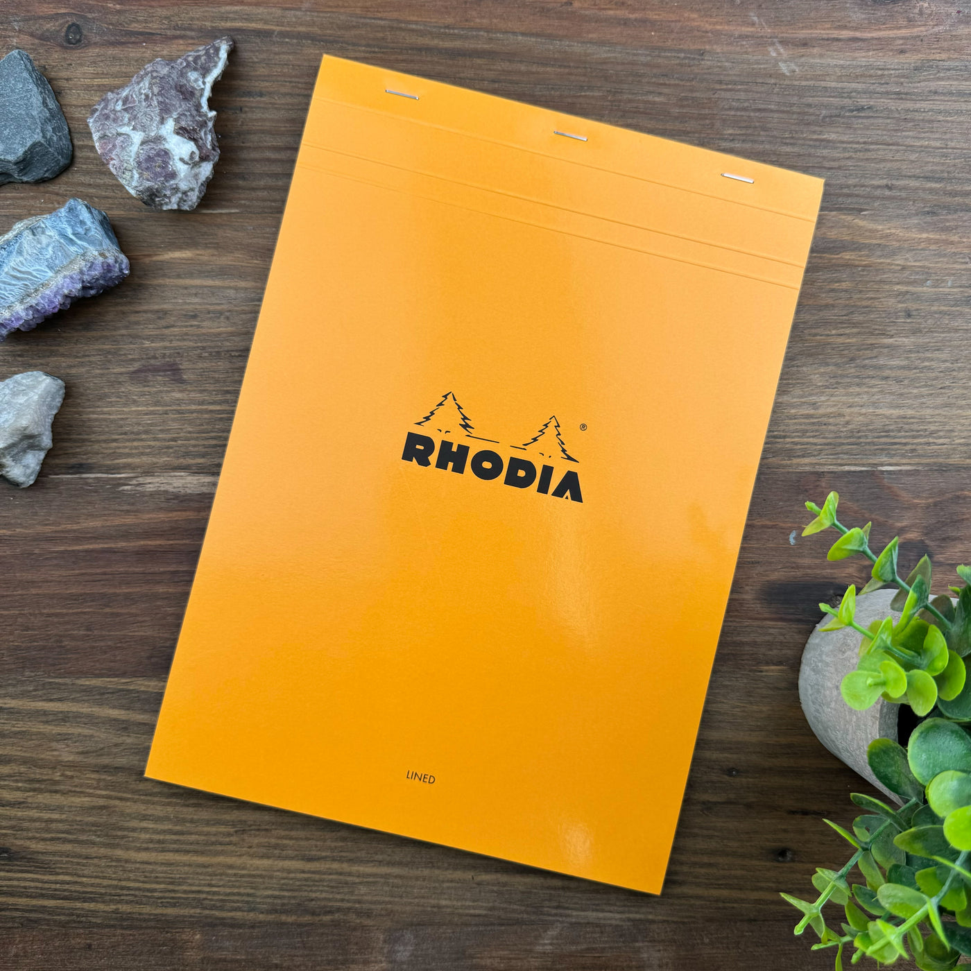 Rhodia Staplebound Notepad - Lined w/ margin 80 sheets - 8 1/4 x 11 3/4 - Orange cover