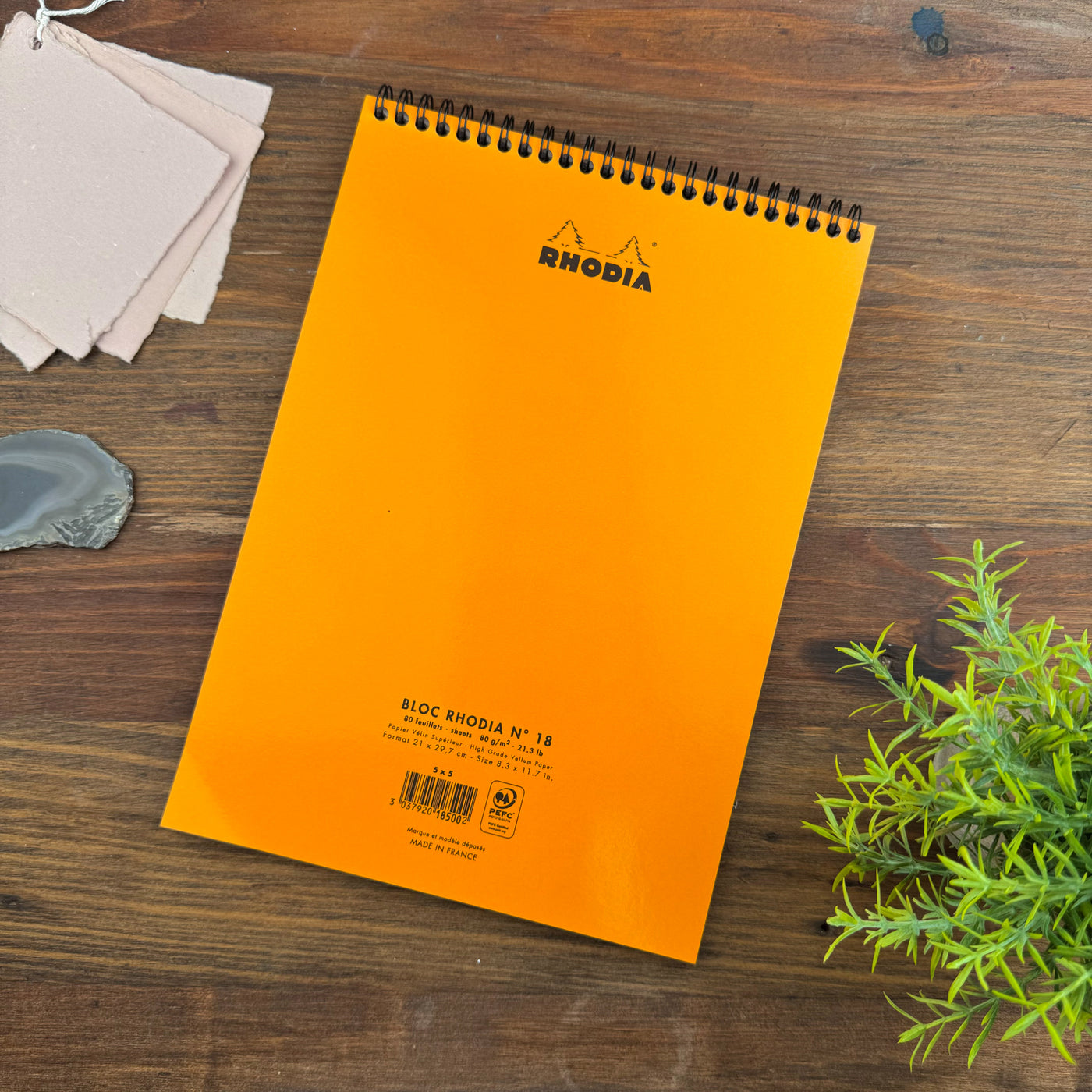 Rhodia Wirebound Notepad - Graph 80 sheets - 8 1/4 x 11 3/4 - Orange cover