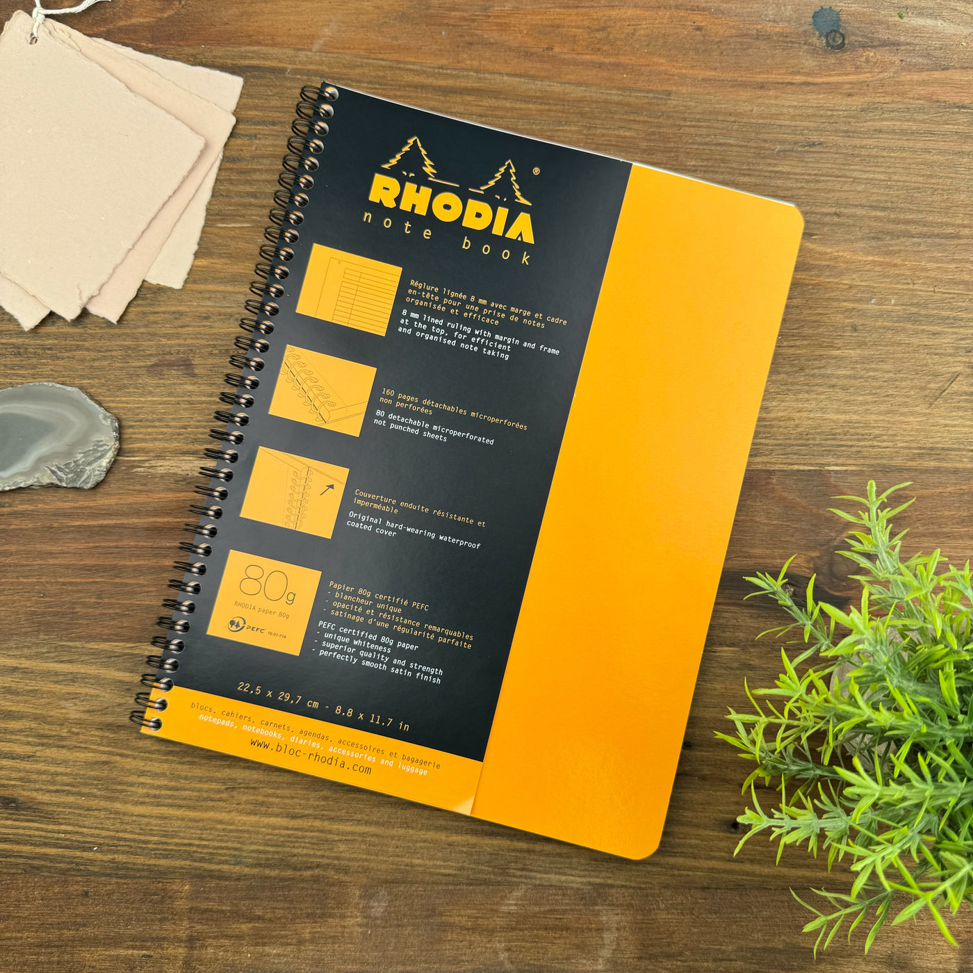 Rhodia Wirebound Notebook - Lined w/ margin 80 sheets - 9 x 11 3/4 - Orange cover