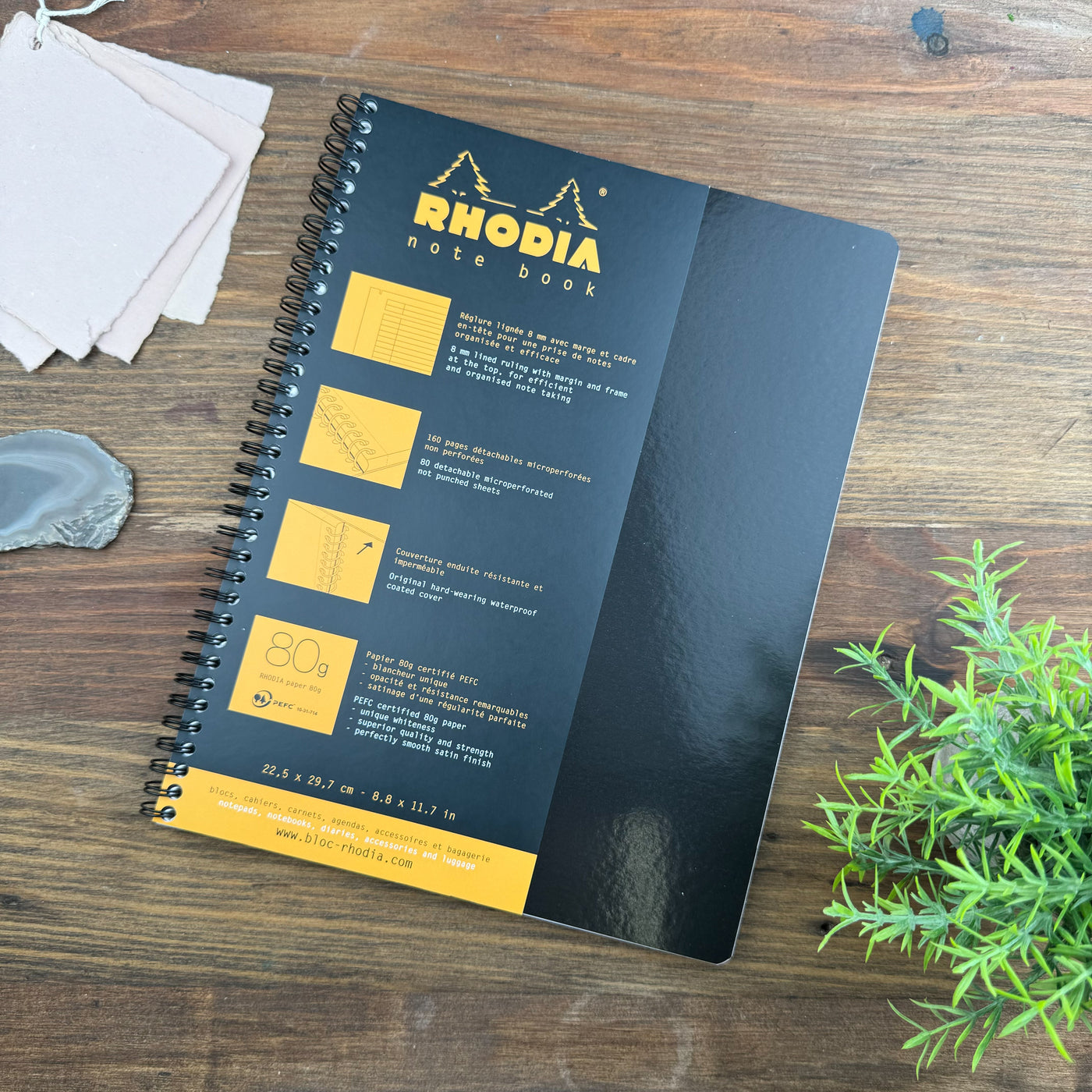 Rhodia Classic Wirebound Notebook Lined w/ Margin 80 Sheets - 9 x 11 3/4