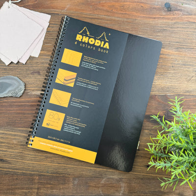 Rhodia Wirebound 4 Colors Notebook - Ruled sheets - 9 x 11 3/4