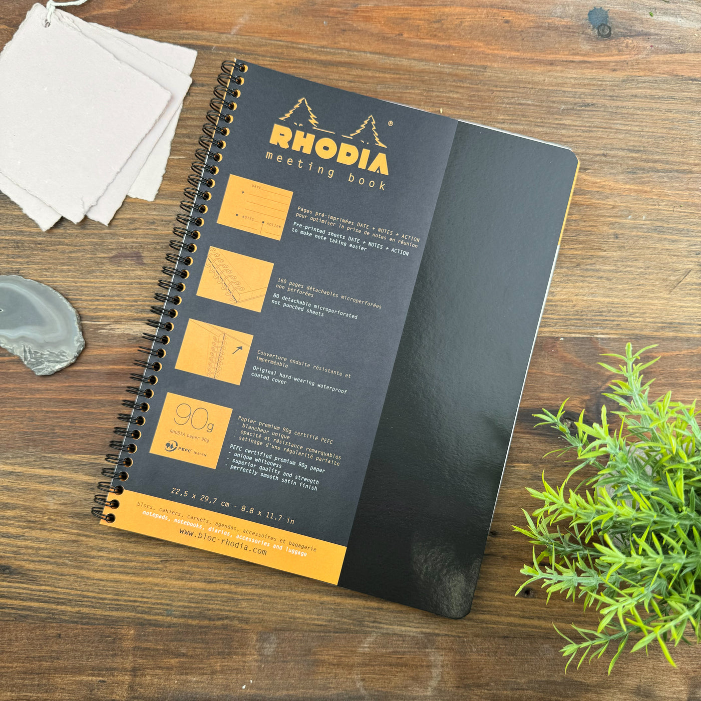 Rhodia Meeting Book 90g paper - Lined 80 sheets - 9" x 11 3/4"