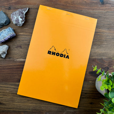 Rhodia Staplebound Notepad - Graph 80 sheets - 8 1/4 x 12 1/2 - Orange cover