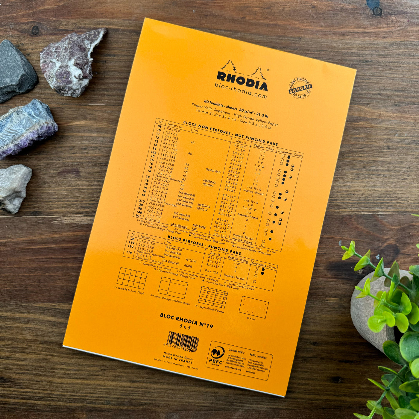 Rhodia Staplebound Notepad - Graph 80 sheets - 8 1/4 x 12 1/2 - Orange cover