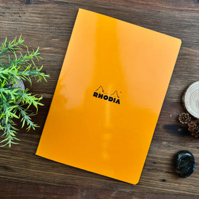 Rhodia Slim Staplebound Notebook - Lined 48 sheets - 8 1/4 x 11 3/4 - Orange cover