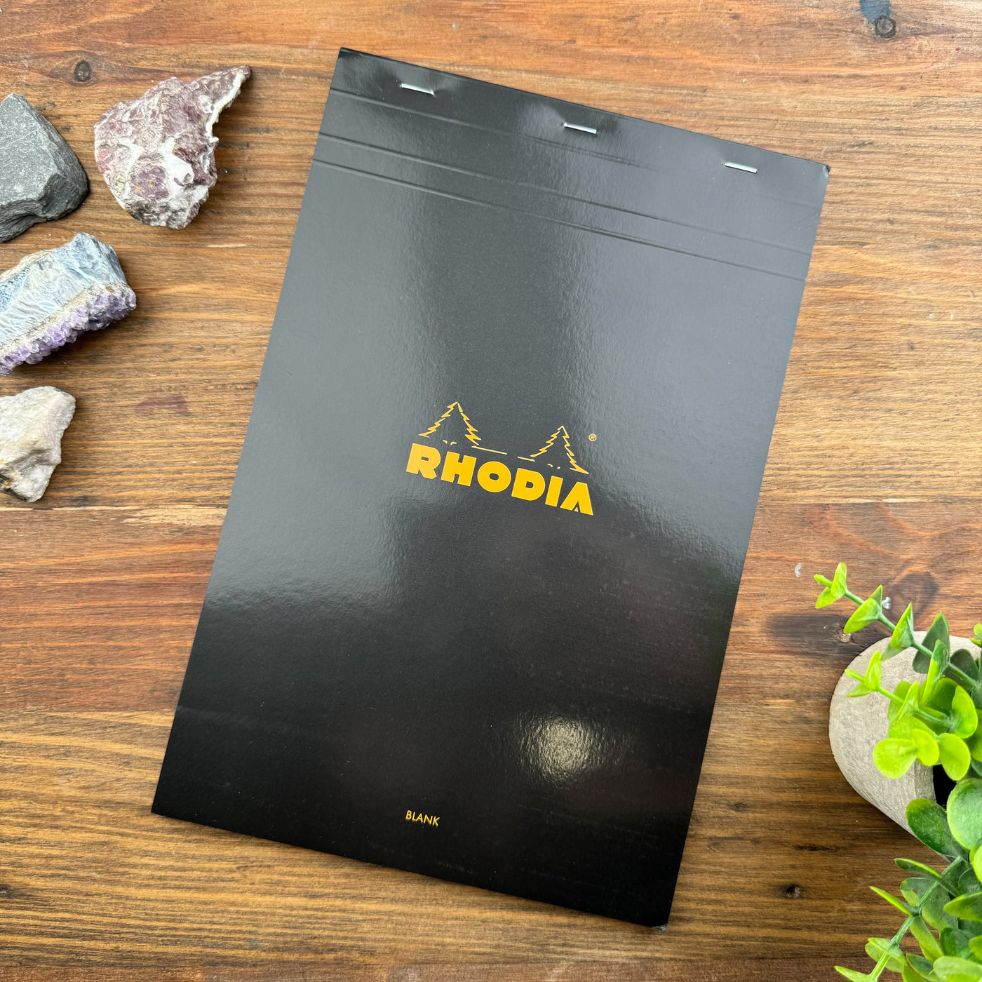 Rhodia Staplebound Notepad - Blank 80 sheets - 8 1/4 x 12 1/2 - Black cover