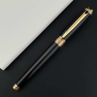 S.T. Dupont Line D Large Fountain Pen - Black with Gold Trim