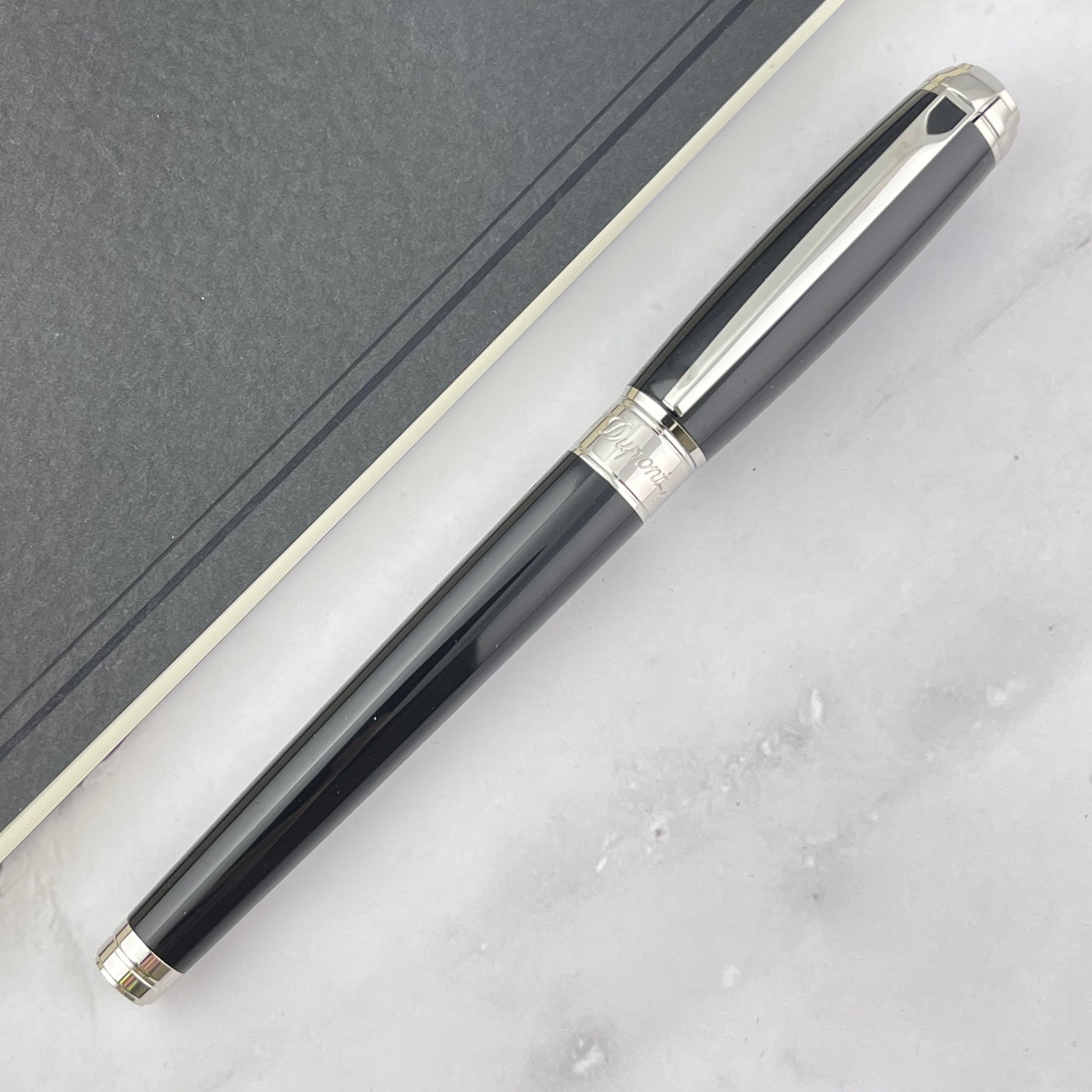 S.T. Dupont Line D Large Fountain Pen - Black with Palladium Trim