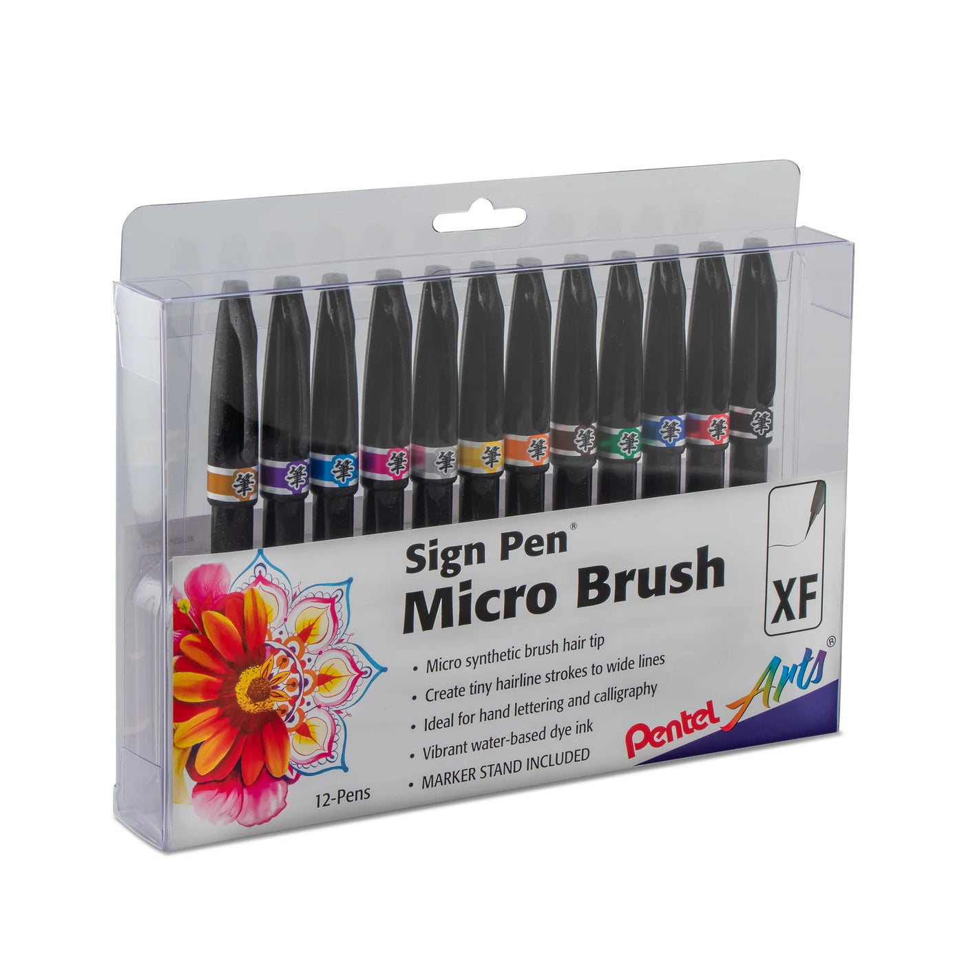 Pentel Arts Sign Pen Micro Brush Tip (12PK)