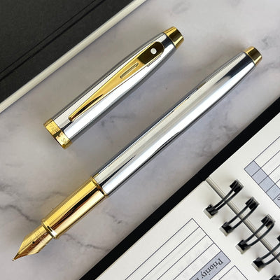 Sheaffer 100 Fountain Pen - Chrome w/ Gold