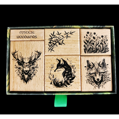 CoraCreaCrafts Wooden Stamp Set - Mystical Woodlands