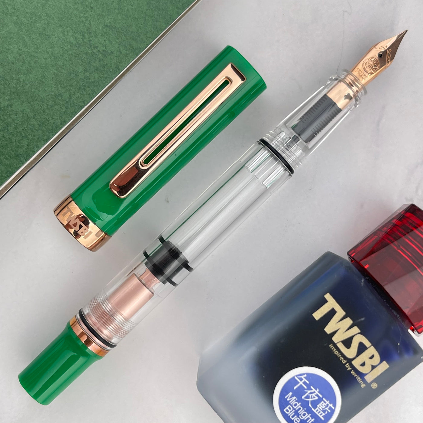 TWSBI Eco-T Fountain Pen - Royal Jade w/ Rose Gold (Gift Set)