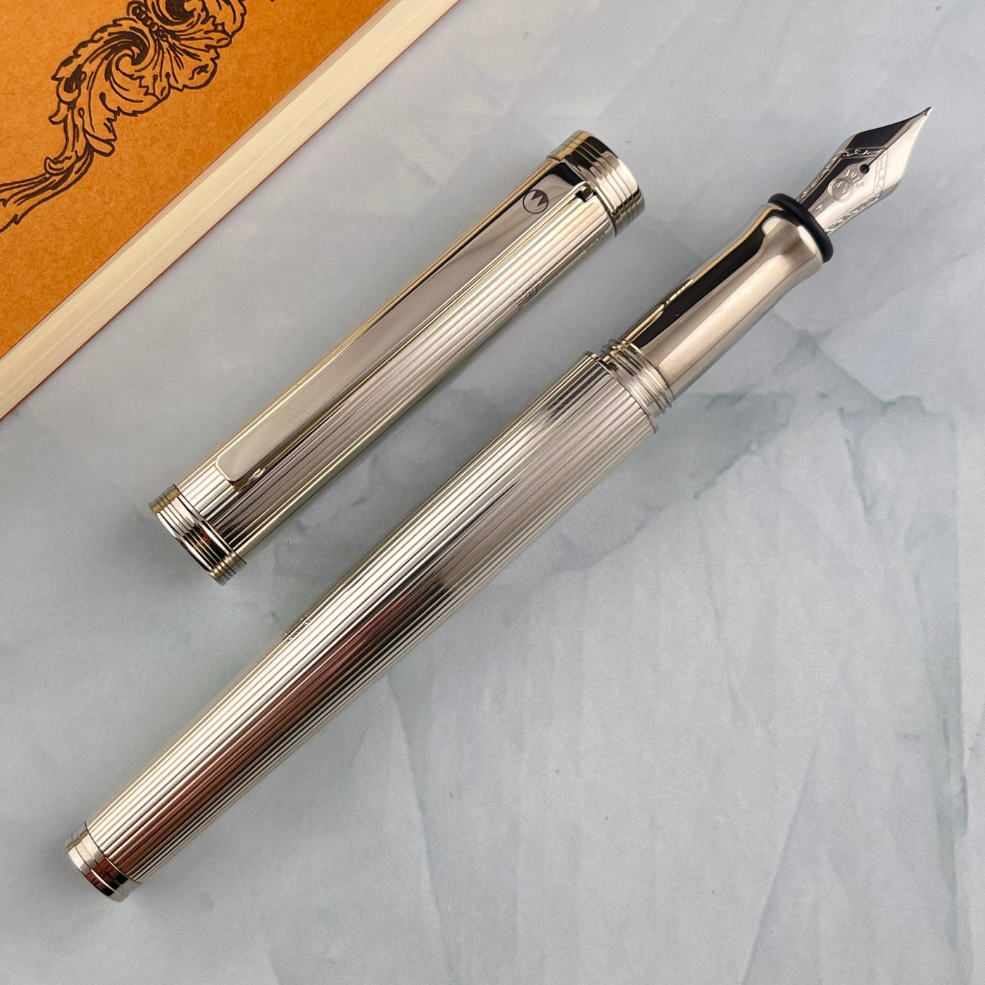 Waldmann Tapio Fountain Pen - Sterling Silver Pinstripe