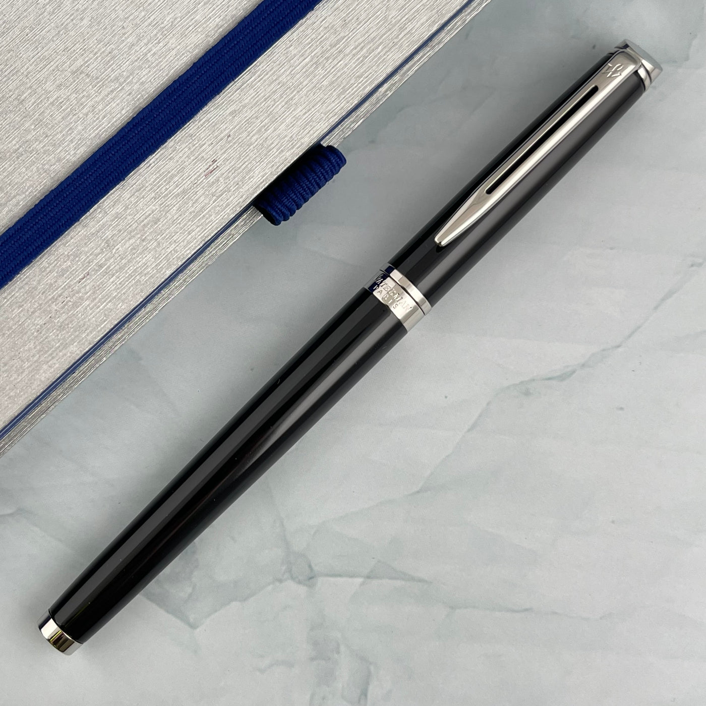 Waterman Hemisphere Fountain Pen - Black w/ Silver Trim