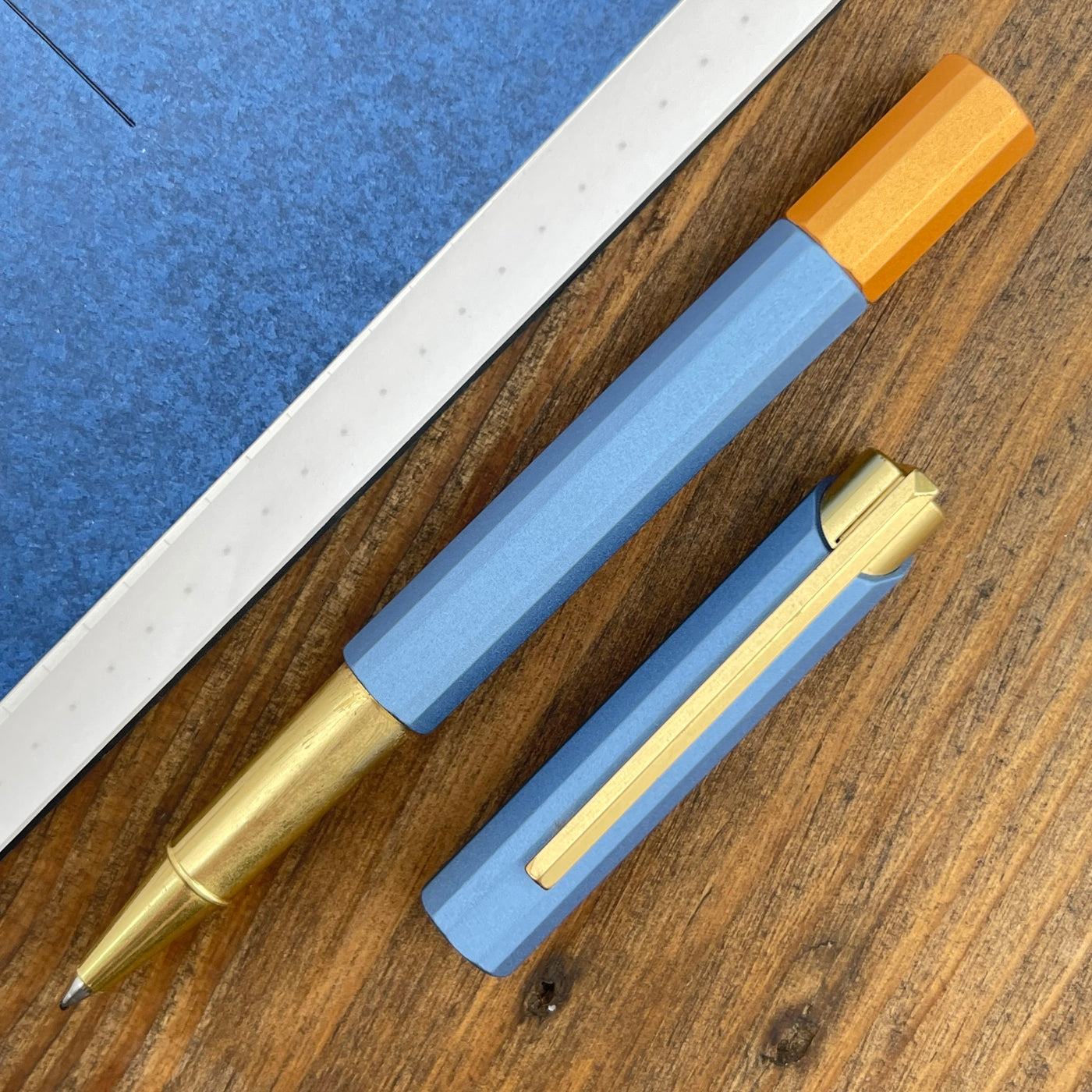 ystudio Glamour Evolve Bihex Rollerball Pen - Blue Gin