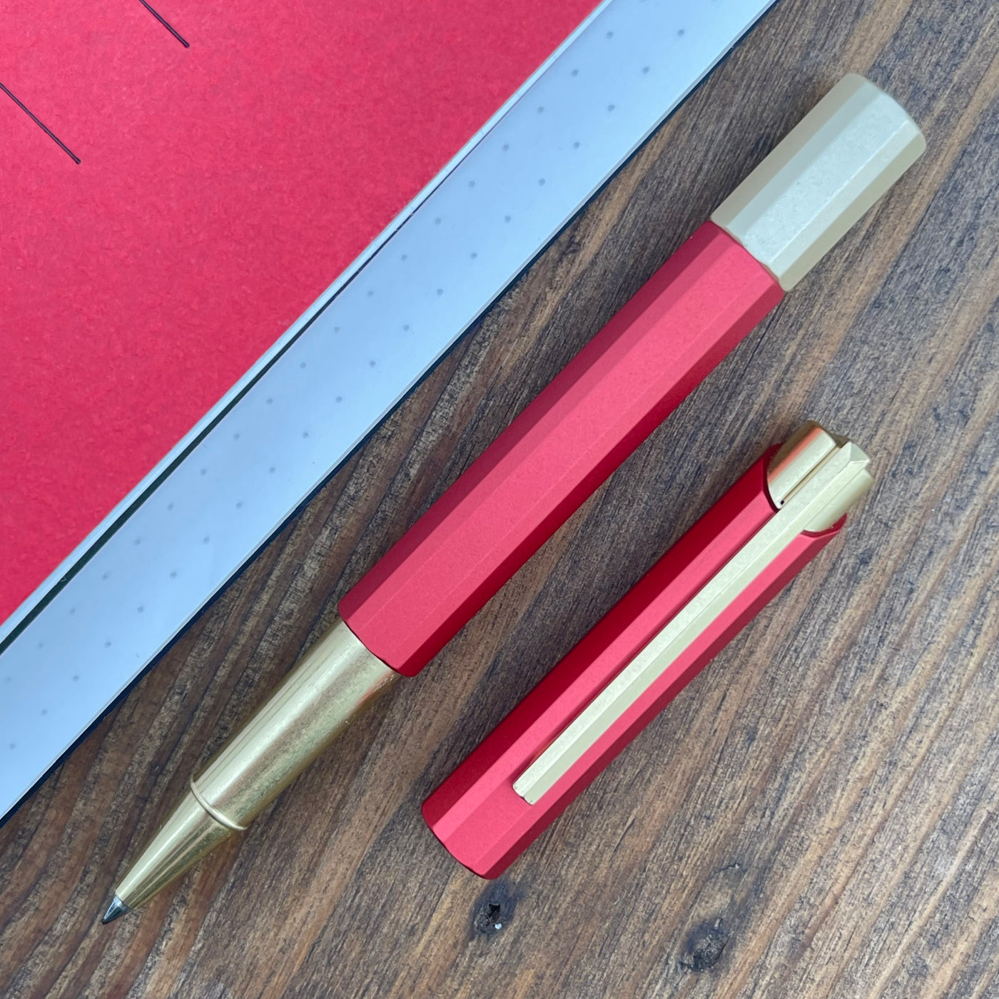 ystudio Glamour Evolve Bihex Rollerball Pen - Marsala