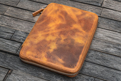 Galen Leather Zipped B6 Notebook Folio