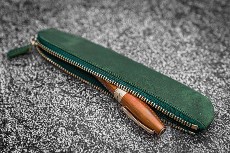 Galen Leather Zippered Single Pen Pouch