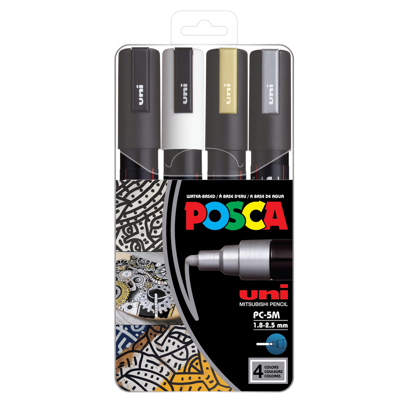 Uni POSCA PC-5M Water-Based Paint Markers (4 Pack)