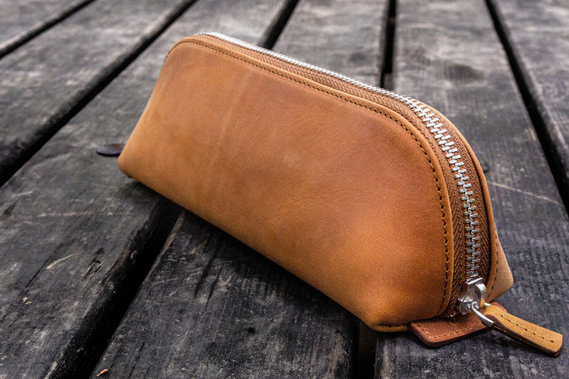 Galen Leather XL Zipper Leather Pencil Case