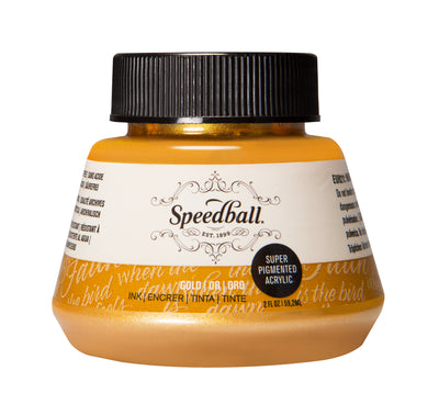 Speedball Super Pigmented Acrylic Gold - 2 oz Ink