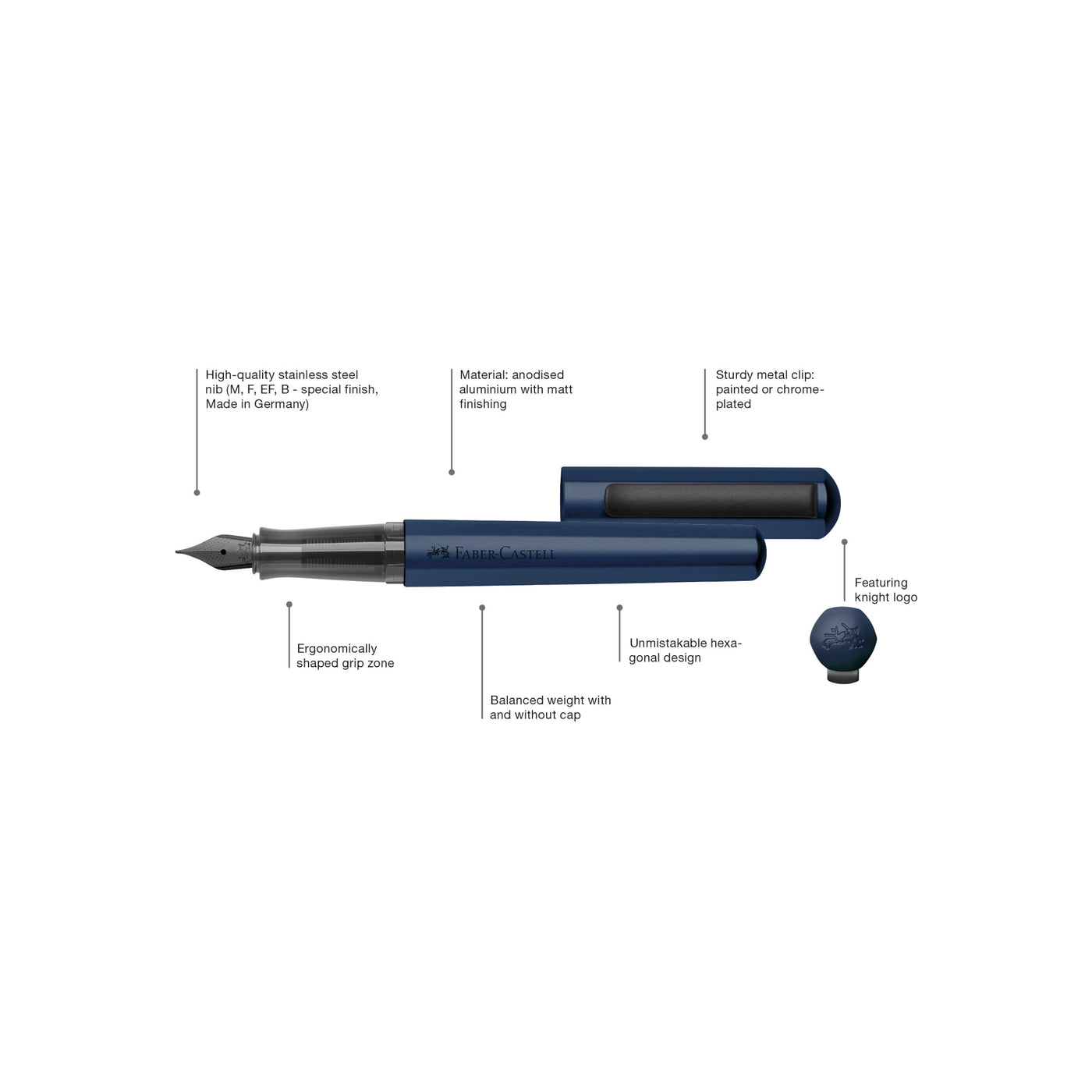 Faber-Castell HEXO Fountain Pen - Blue | Atlas Stationers.