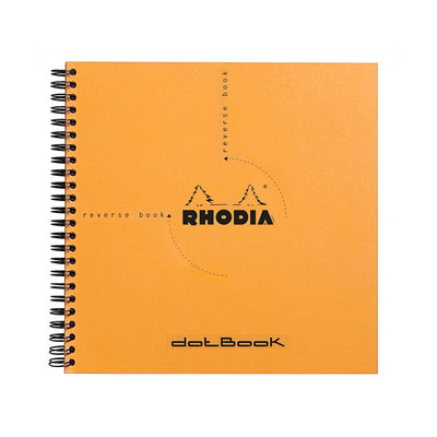 Rhodia Reverse Book - Dot 80 sheets - 8 1/4 x 8 1/4 - Orange cover | Atlas Stationers.