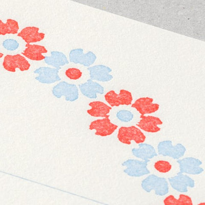 Midori Letterpress Stationery - Blue Flowers | Atlas Stationers.