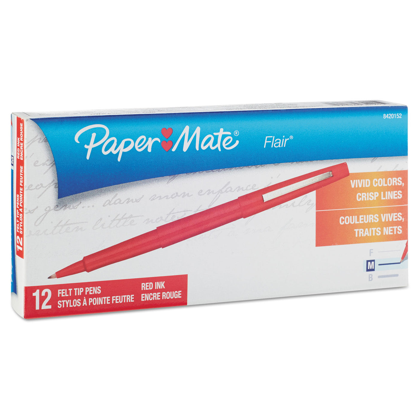 POINT GUARD FLAIR STICK POROUS POINT PEN, MEDIUM 0.7MM, RED INK/BARREL, DOZEN | Atlas Stationers.