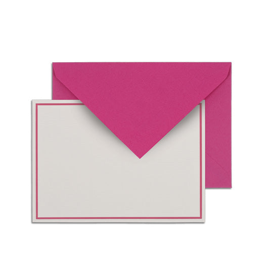 G. Lalo Single Bordered Stationery Set - 4 1/4" x 6" - Raspberry | Atlas Stationers.