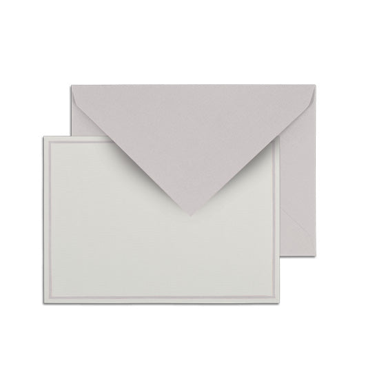 G. Lalo Single Bordered Stationery Set - 4 1/4" x 6" - Graphite Grey | Atlas Stationers.