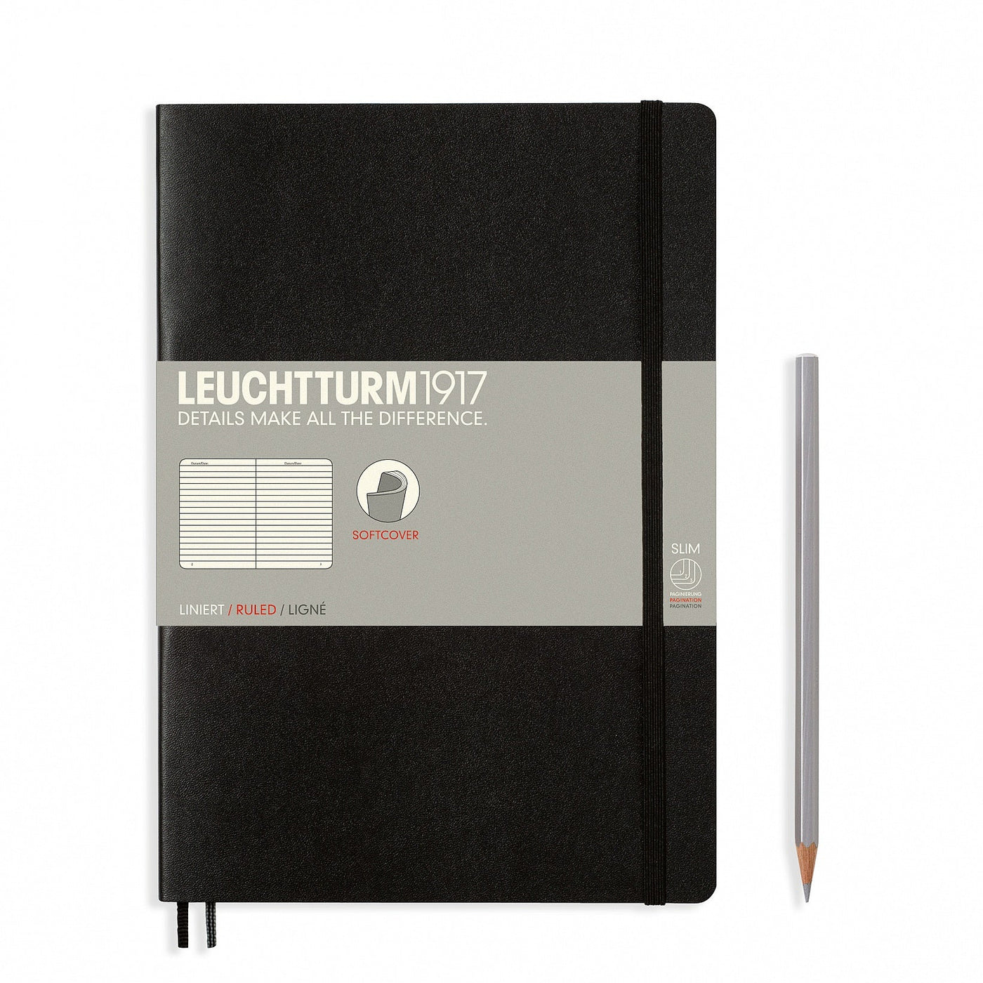 Leuchtturm B5 Softcover Notebook - Black - Ruled | Atlas Stationers.