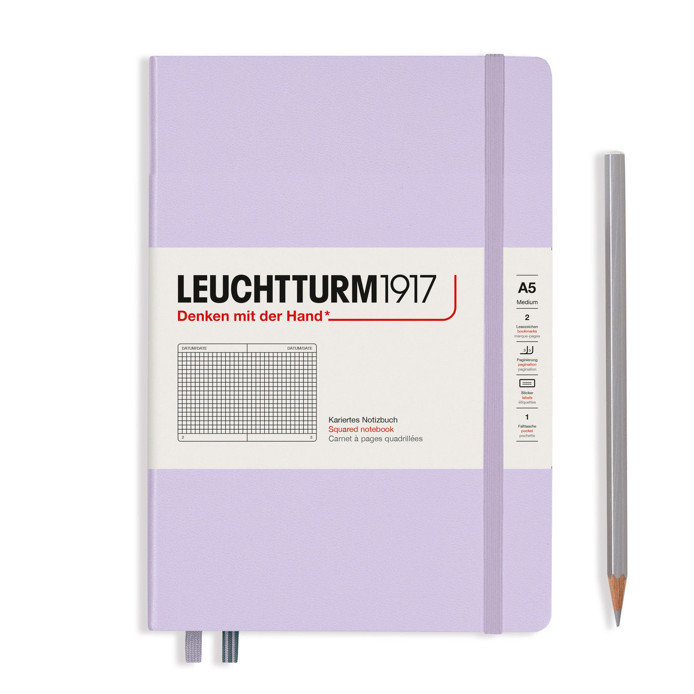 Leuchtturm A5 Hardcover Notebook - Lilac - Squared | Atlas Stationers.