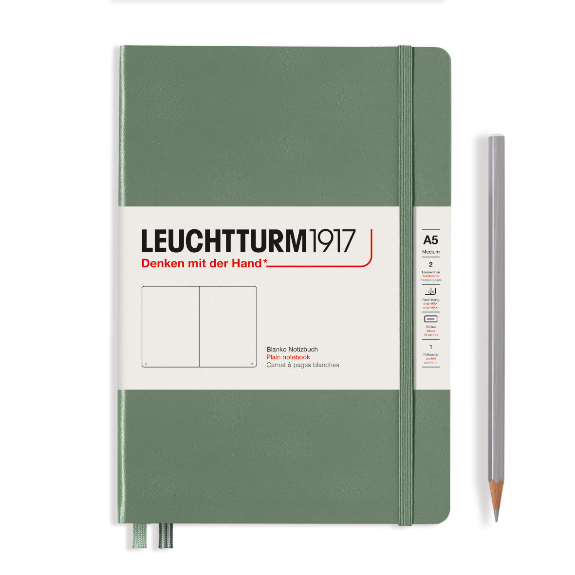 Leuchtturm A5 Hardcover Notebook - Olive - Plain | Atlas Stationers.