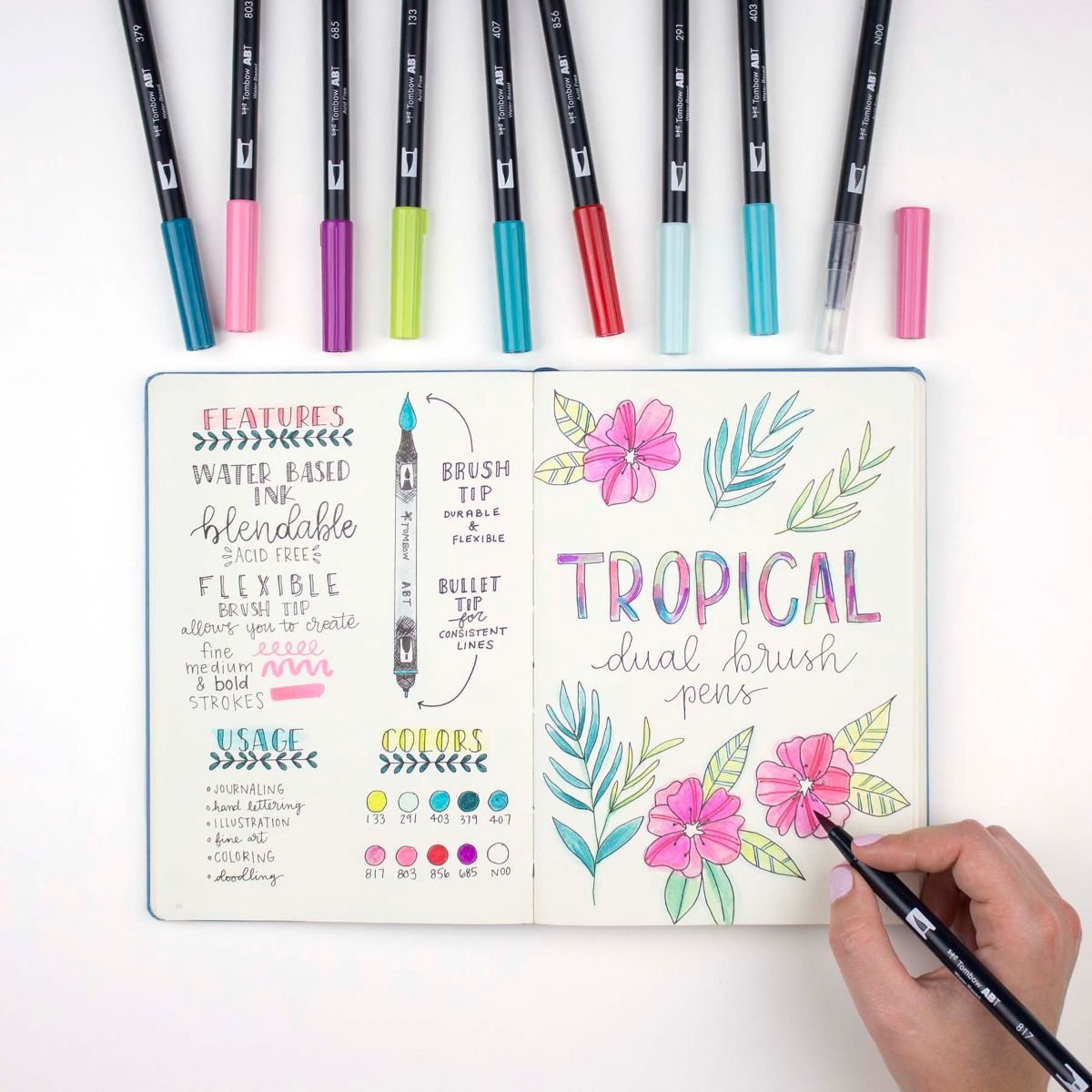 Tombow Dual Brush Marker - Tropical Palette | Atlas Stationers.