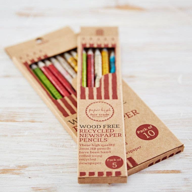 Recycled Newspaper Pencil Set - Set Of 10 Pencils | Atlas Stationers.