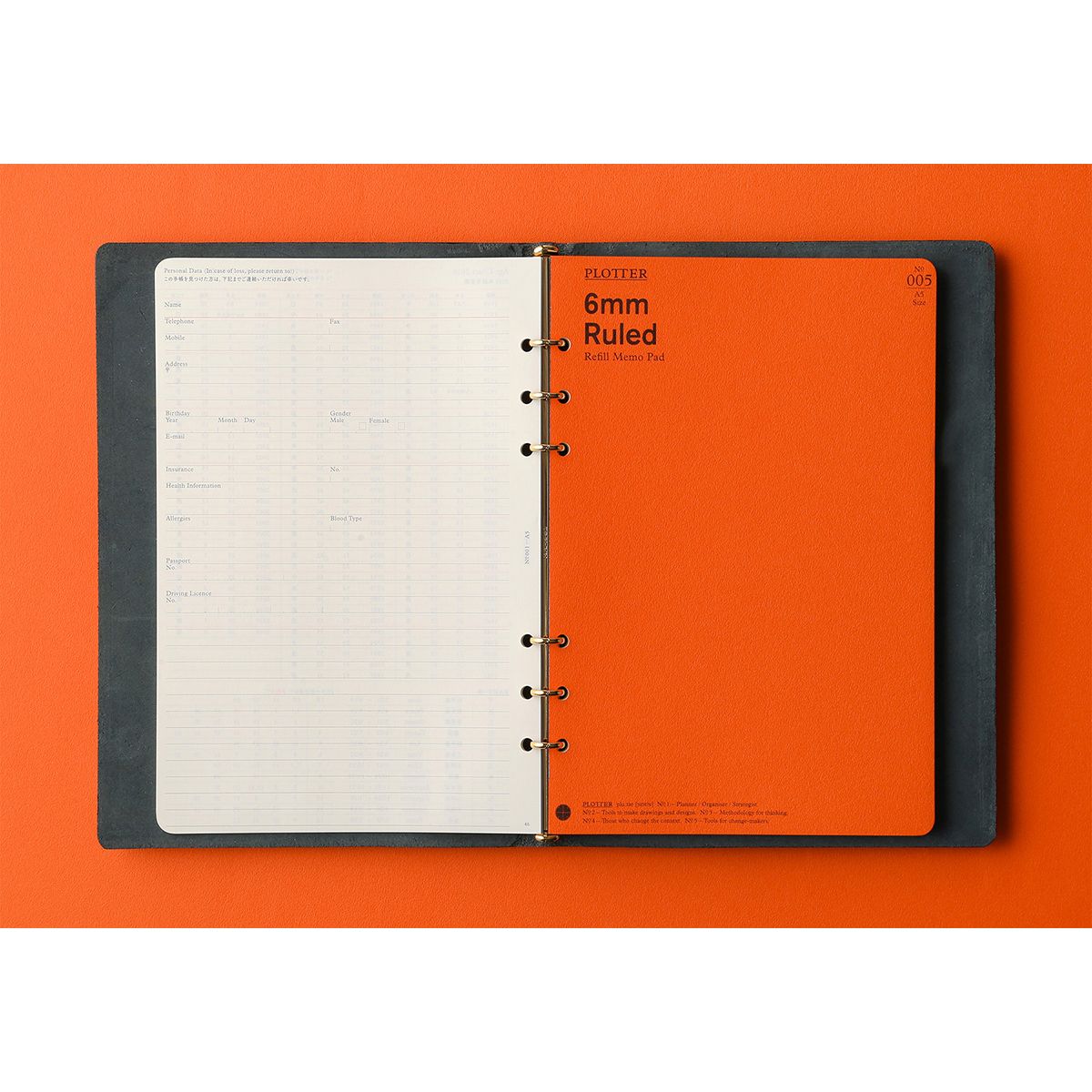 Plotter Pueblo 6-Ring Leather Binder - A5 Size - Navy