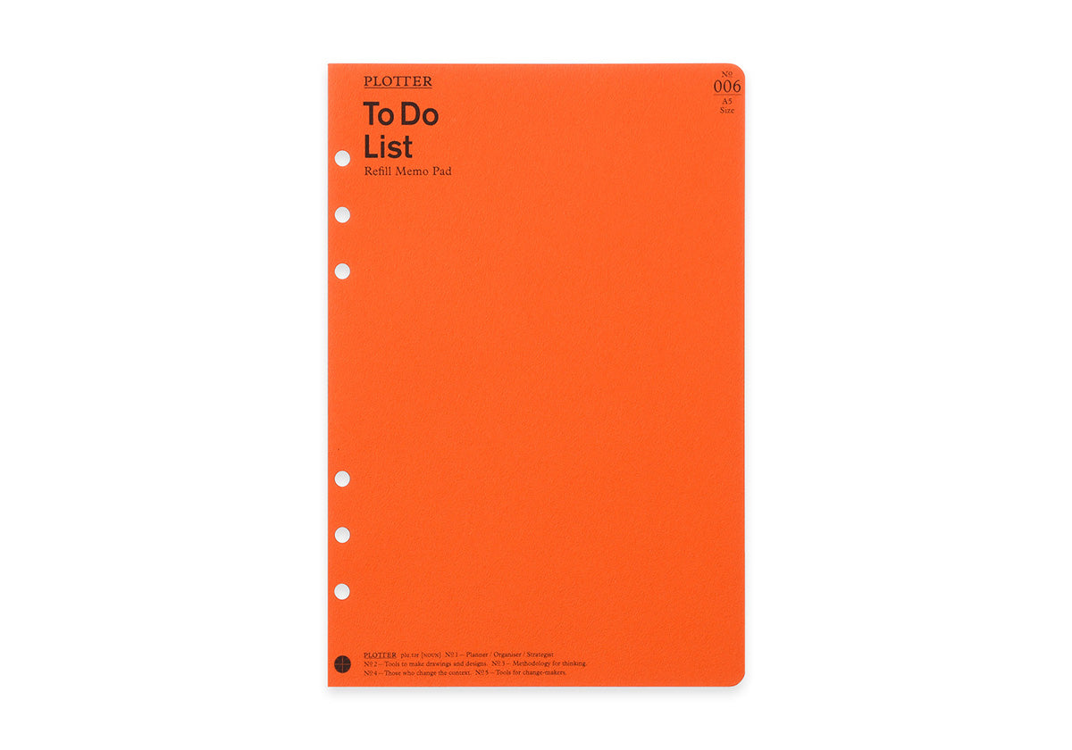 Plotter Refill Memo Pad - To Do List - A5 Size