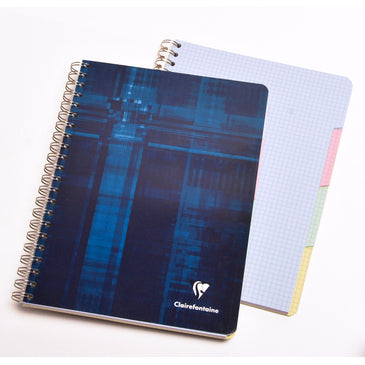 Clairefontaine Wirebound Notebook - Graph w/4 tabs 112 sheets - 8 1/4 x 11 3/4 - Assorted | Atlas Stationers.