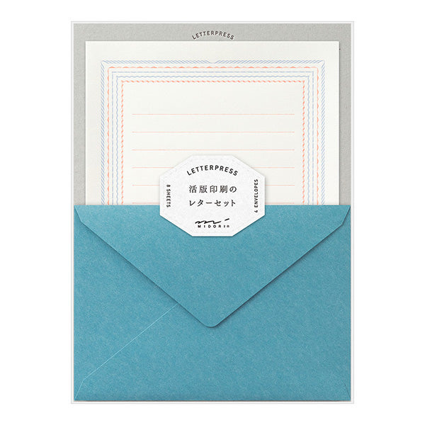 Midori Letterpress Stationery - Frame Blue | Atlas Stationers.