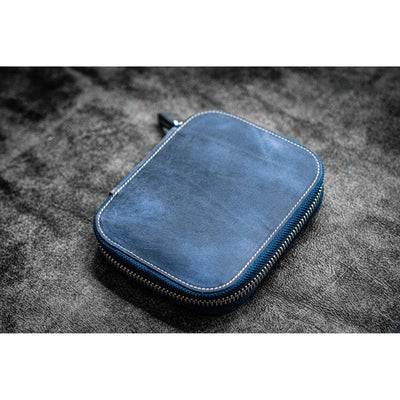 Galen Leather 10 Pen Zipper Case - Crazy Horse Navy Blue | Atlas Stationers.