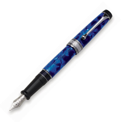 Aurora Optima Auroloide Fountain Pen - Blue with Chrome Trim | Atlas Stationers.