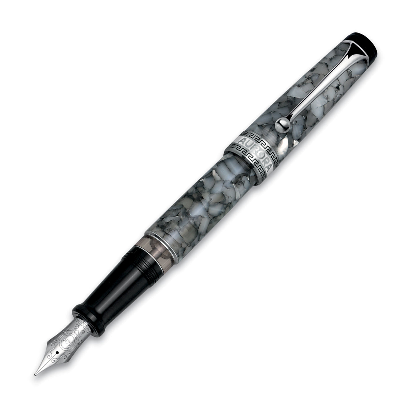 Aurora Optima Auroloide Fountain Pen - Nero Perla | Atlas Stationers.