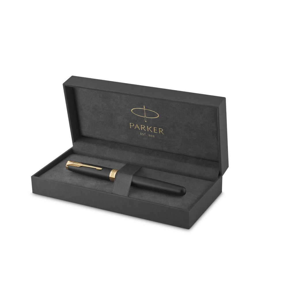 Parker Sonnet Fountain Pen - Black with Gold Trim | Atlas Stationers.