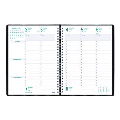 Timanager Weekly Planner - Black - 7 5/8" x 10 1/4" - Black Cover | Atlas Stationers.