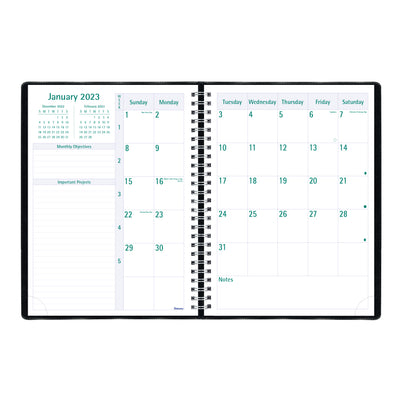 Timanager Weekly Planner - Black - 7 5/8" x 10 1/4" - Black Cover | Atlas Stationers.