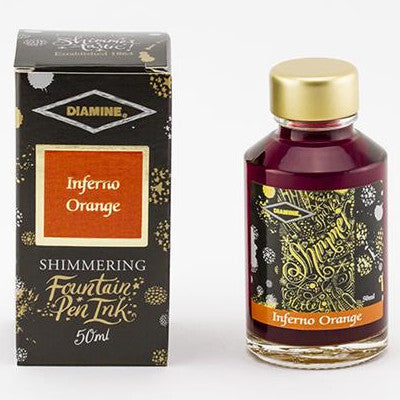 Diamine Inferno Orange - Shimmer - 50ml Bottled Ink | Atlas Stationers.