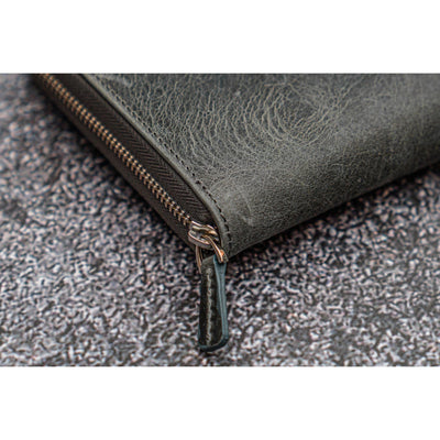 Galen Leather 5 Pen Zipper Case - Crazy Horse Smoky | Atlas Stationers.