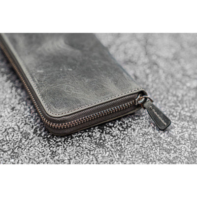 Galen Leather 3 Pen Zipper Case - Crazy Horse Smoky | Atlas Stationers.